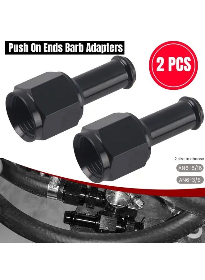 AN6 Female To 5 16 Barb Adapter 2pcs Aluminum Straight Fuel Exhaust Pipe Fitting - Image 1
