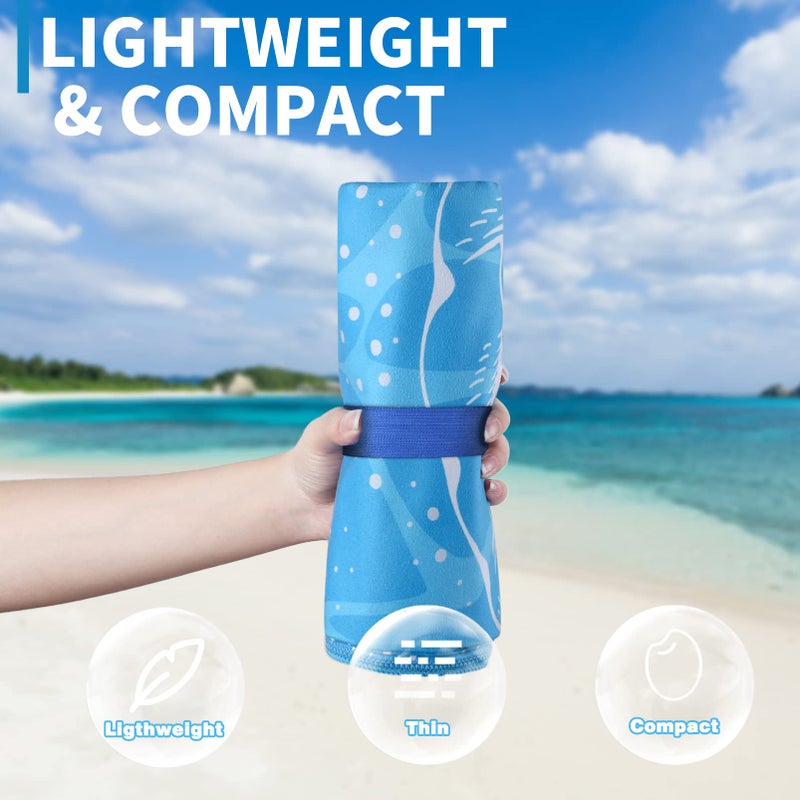 Gomust 2 Pack Lightweight Thin Beach Towel Oversized 71"x32" Big Extra Large Microfiber Sand Free Towels for Adult Quick Dry Travel Camping Beach Accessories Vacation Essential Gift Blue Shell Flamingo - Image 2