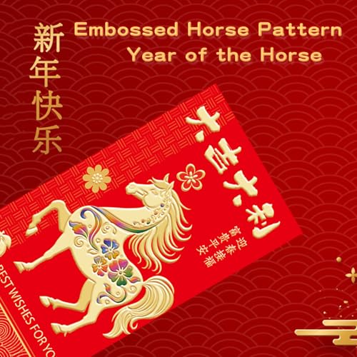 Kodervo 36Pcs Chinese New Year Red Envelopes 2026, Lunar New Year of Horse Lucky Money Envelopes, Red Envelope Packets Hong Bao with 6 Different Gold Embossed Patterns, Large (3.5 x 6.5 In/9 x 16.5 cm) - Image 4