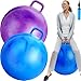 Lewtemi لوتمّي 2 قطعة كرة قفز كبيرة مقاس 31 بوصة بمقبض قفز للبالغين تمرين ومضخة هواء للرياضات الخارجية لون تدرّج بنفسجي تدرّج أزرق - Image 2