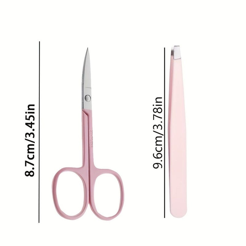 2pcs Eyebrow Trimming Tool Set Multifunctional Eyebrow Grooming Kit Including Scissors And Tweezers For Facial Hair Split Ends And Keratinized Hair Follicles Removal Suitable For Men - Image 4
