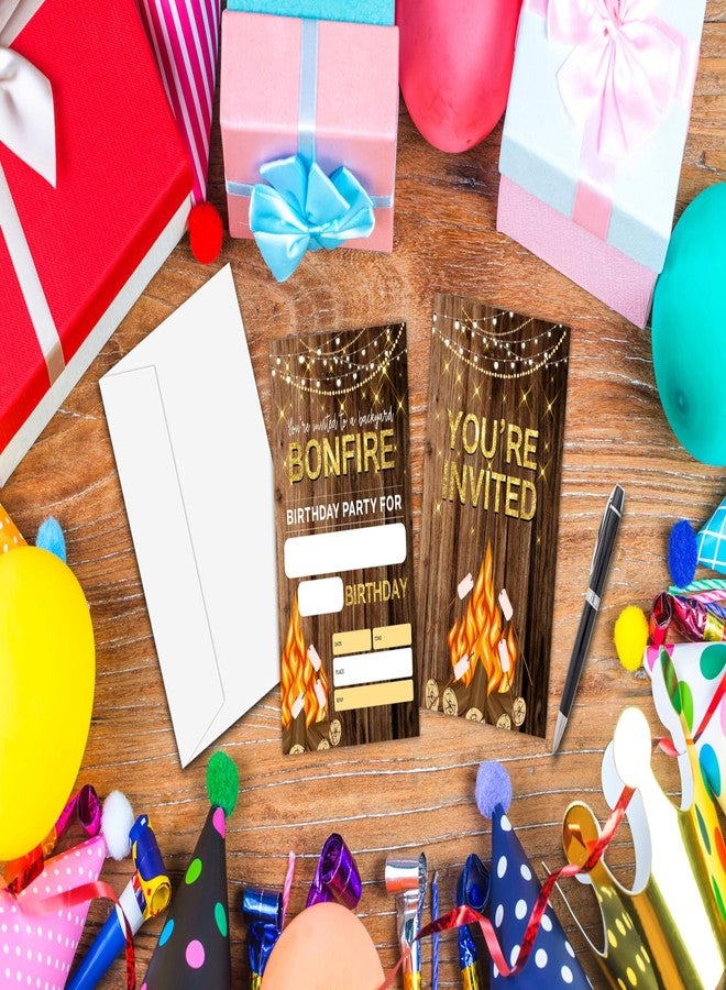 Zmyollo Bonfire Birthday Invitations with Envelopes - 20PCS S'more Birthday Party Invitations for Boys and Girls -Backyard Camping Birthday Party Supplies Decorations -16 - Image 3