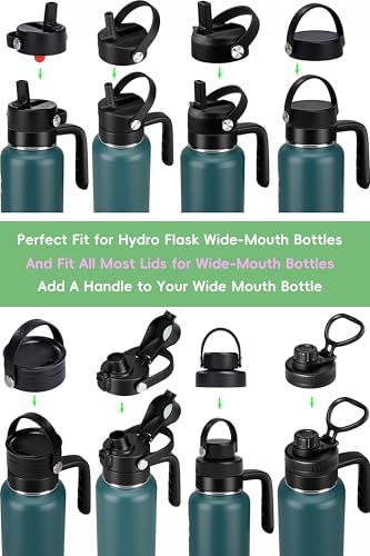 MALAXIGOO Replacement Lid for Hydroflask Wide Mouth Water Bottle, Top Lids with Straw for Hydro Flask Accessories, Top Sport Bottle Handle Cap for Hydroflask 12 16 20 32 40 64 128 oz Wide Mouth - Image 4