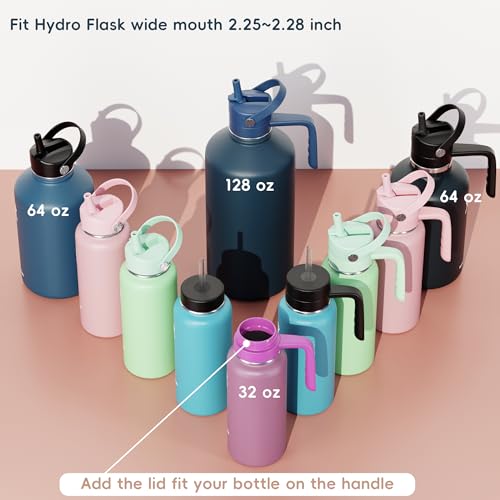 MALAXIGOO Replacement Lid for Hydroflask Wide Mouth Water Bottle, Top Lids with Straw for Hydro Flask Accessories, Top Sport Bottle Handle Cap for Hydroflask 12 16 20 32 40 64 128 oz Wide Mouth - Image 3
