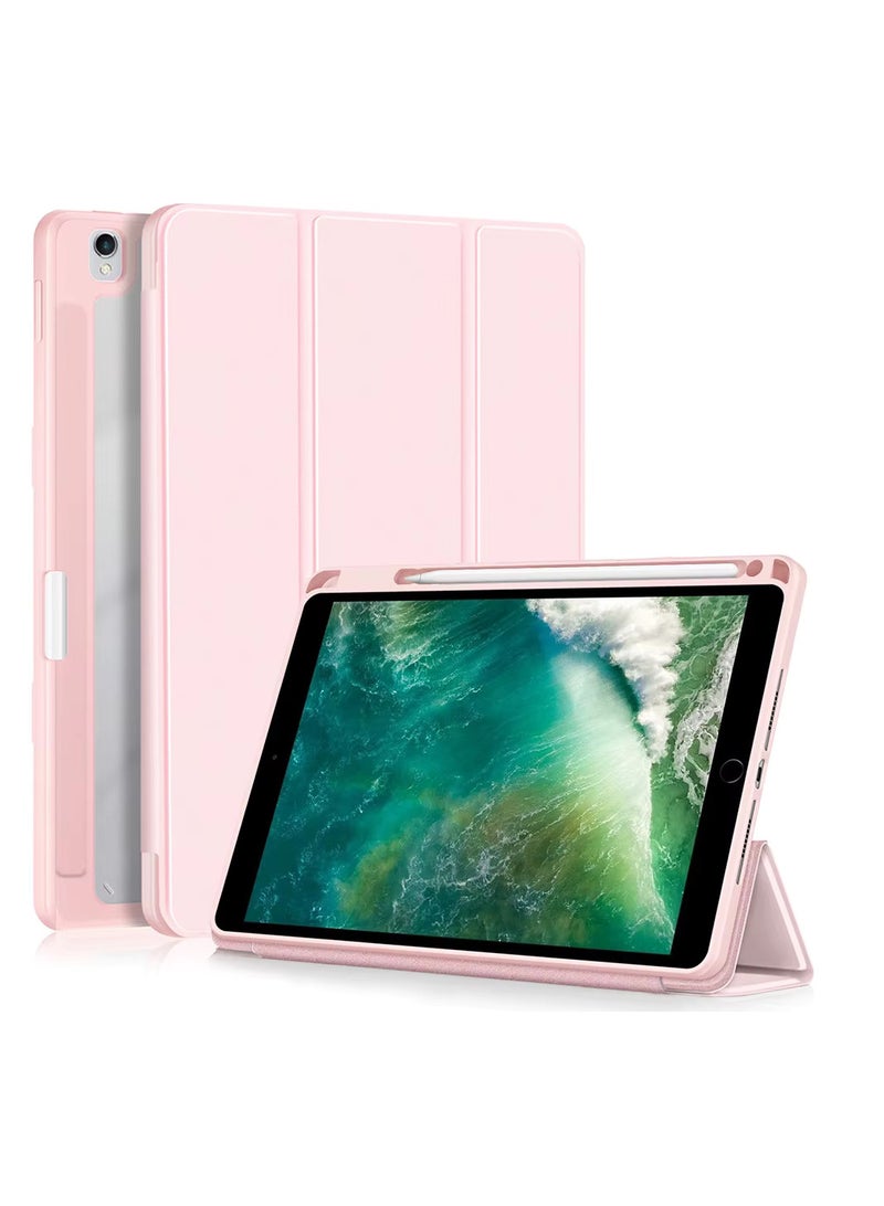 حافظة Ecosystem Hybrid متوافقة مع iPad من الجيل التاسع/الثامن/السابع (طراز 2021/2020/2019، 10.2/10.5 بوصة) - غطاء مقاوم للصدمات مع غلاف خلفي شفاف مع حامل قلم، إيقاظ/سكون تلقائي (وردي) - Image 1