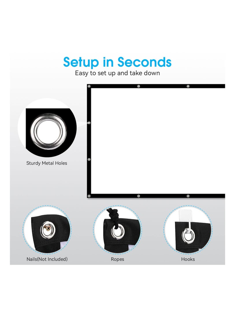 Excefore شاشة عرض، شاشة عرض خارجية مقاس 120 بوصة، شاشات عرض أفلام محمولة قابلة للطي ومقاومة للتجعد بنسبة 16:9، قابلة للغسل على الوجهين، للسينما المنزلية وحفلات التخييم والمكتب - Image 5