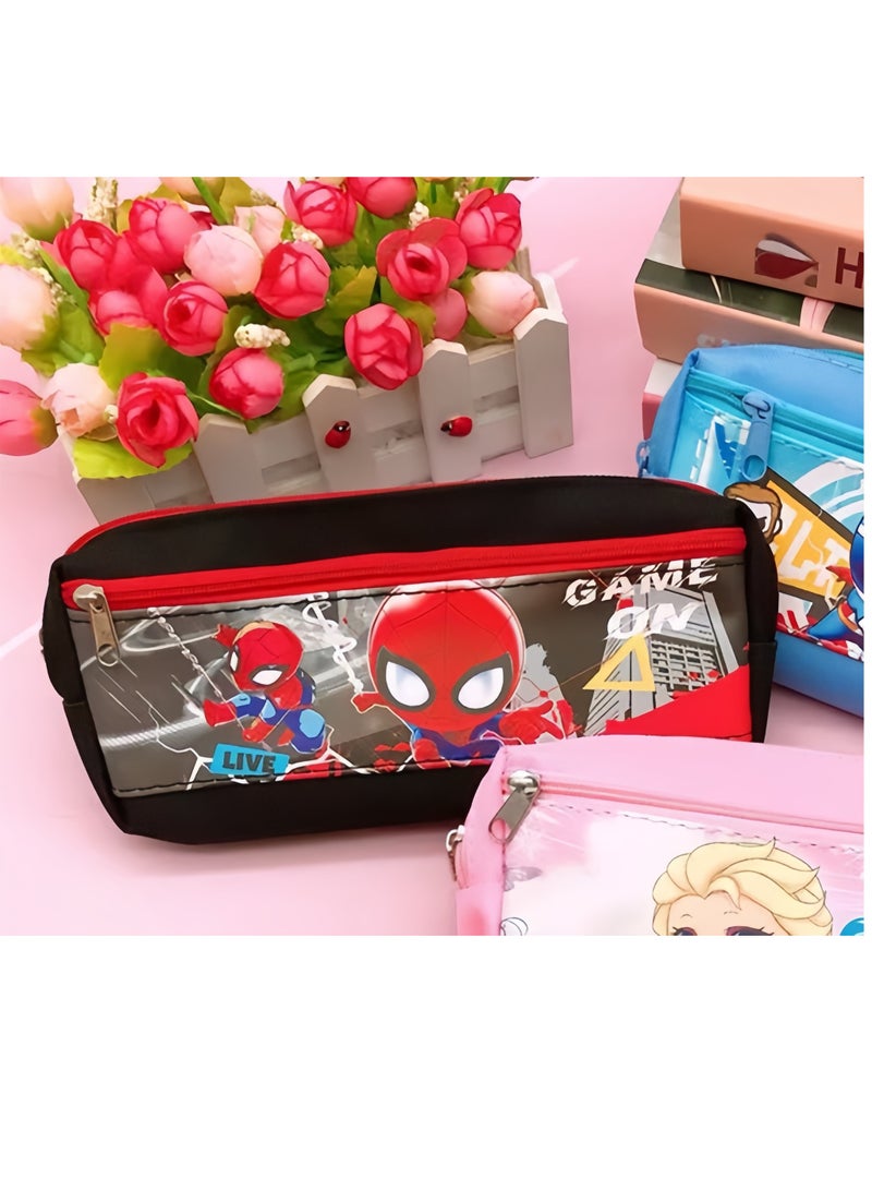 إيهوم مقلمة سبايدر مان بسحاب مزدوج من البولي يوريثان، متعددة الوظائف ذات سعة كبيرة، مقلمة قرطاسية، مجموعة أقلام محايدة - Image 2