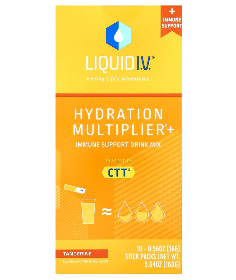 Liquid I.V. Hydration Multiplier + Immune Support Drink Mix Tangerine 10 Stick Packs 0.56 oz (16 g) Each