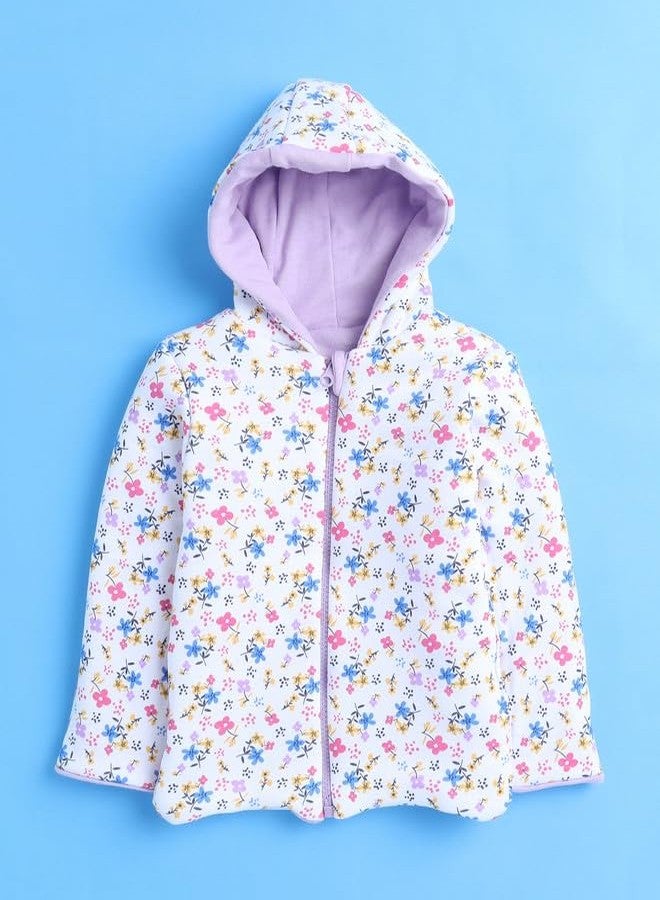 BUMZEE جاكيت padded قابل للعكس بأكمام كاملة للبنات من بومزي باللونين اللافندر والأبيض - العمر: 6-12 شهر (Peb9967C-lvd.wht) - Image 3