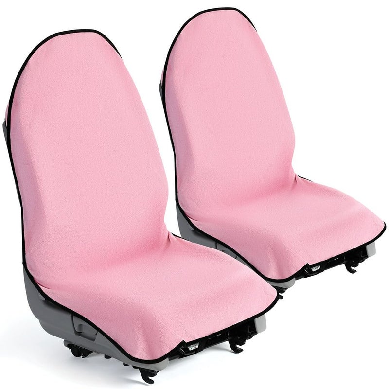lebogner Car Seat Towel Cover for Post Gym Workout Running Swimming and Hiking 2 Pack Universal Fit AntiSlip Waterproof Sweating Bucket Seat Protector for Cars SUVs and Trucks Pink - Image 3