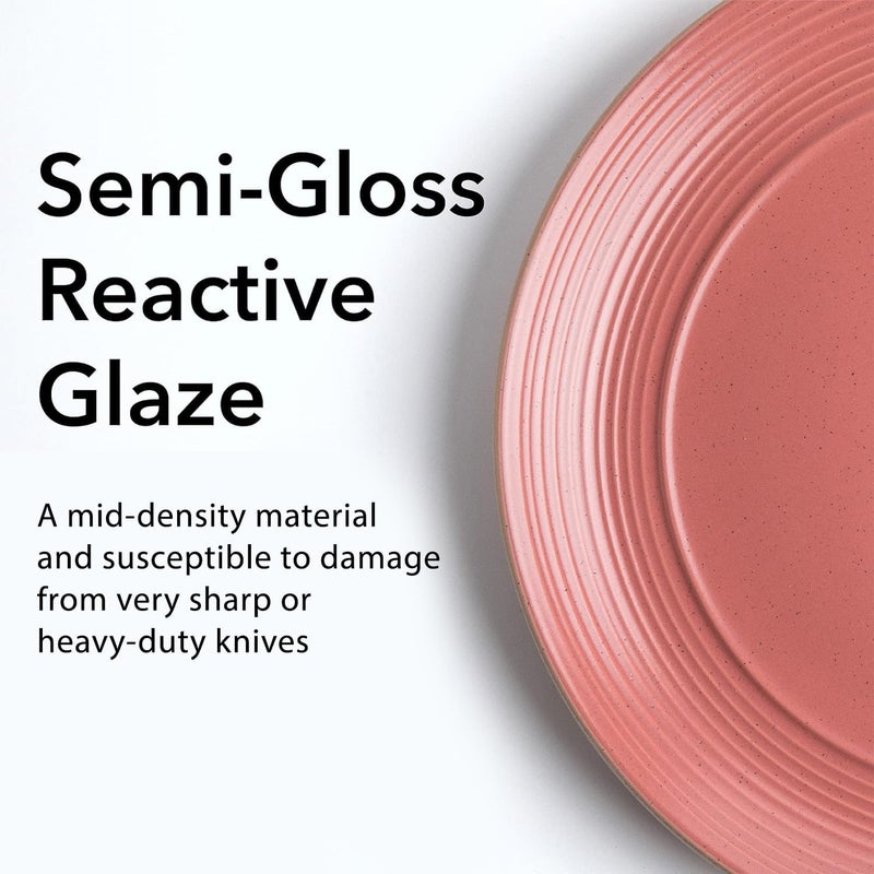 Arora RINGAR Round Stoneware 16pc Double Bowl Dinnerware Set for 4 Dinner Plates Side Plates Cereal Bowls Pasta Bowls  Speckle Matte Red 395438 - Image 5