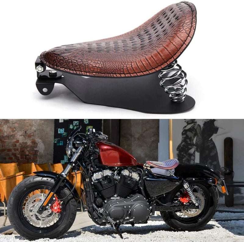 DREAMIZER Bobber Motorcycle Solo Seat Compatible With Sportster XL 1200 883 48 Dyna Brown - Image 2
