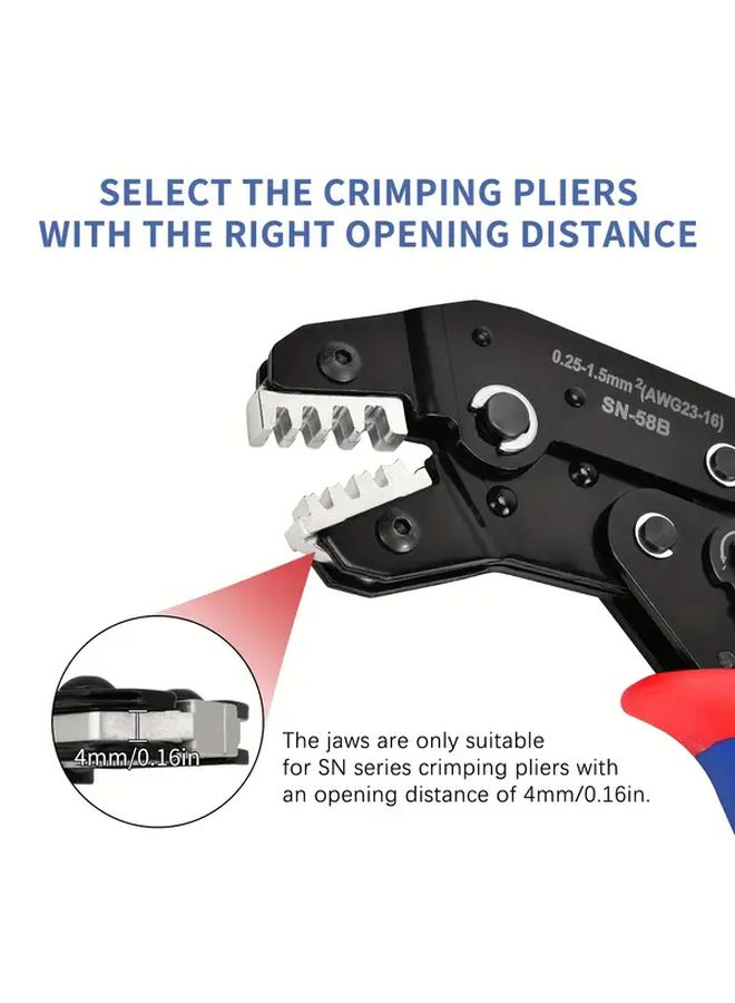 Professional Electrician Terminal Crimping Tool Kit With SN-02C 03H 06 06WF 58B 2549 2546B Dies and 4mm Wide Slot Jaws Nickel Plated Alloy Steel - Image 4
