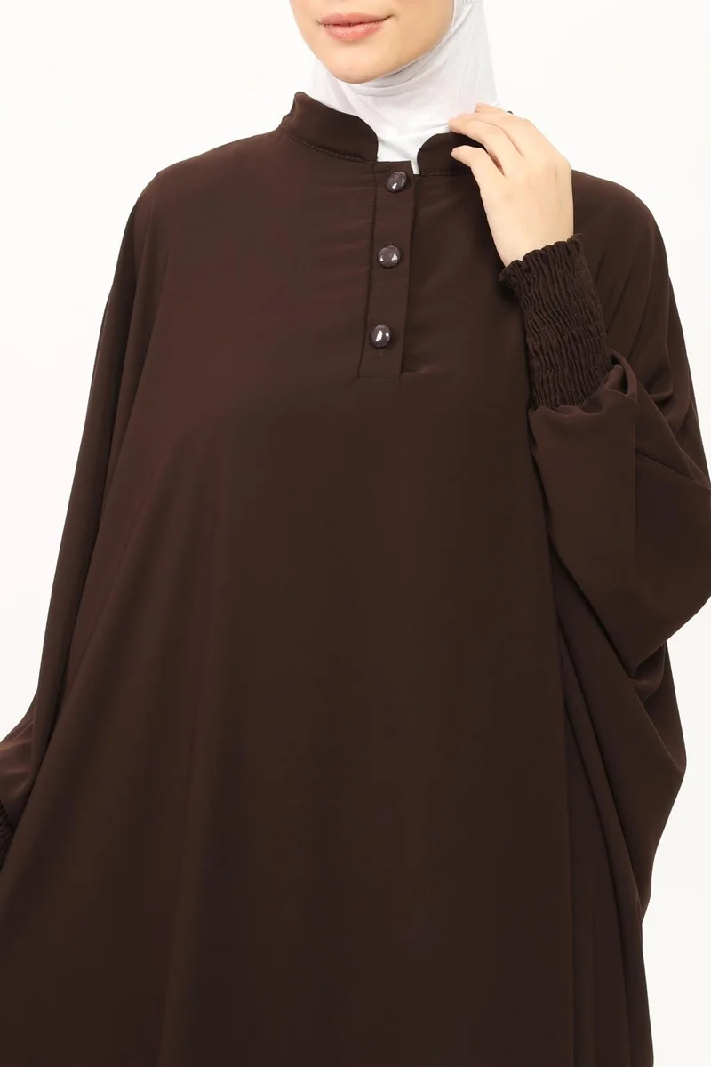 التوبة Women's Medina Silk Abaya Abaya Dress Judge Collar Bat Sleeve Hijab Dress