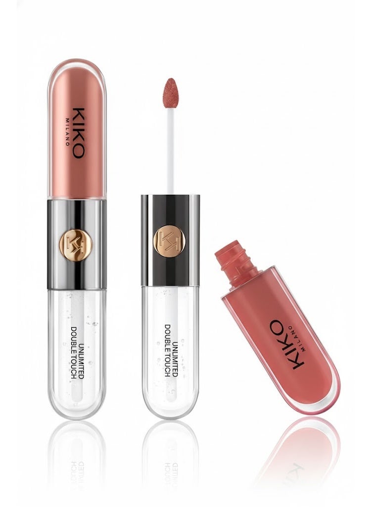 KIKO MILANO لون شفاه سائل مزدوج لمسة غير محدودة 103 ورد طبيعي، عبوة من 2 - Image 1