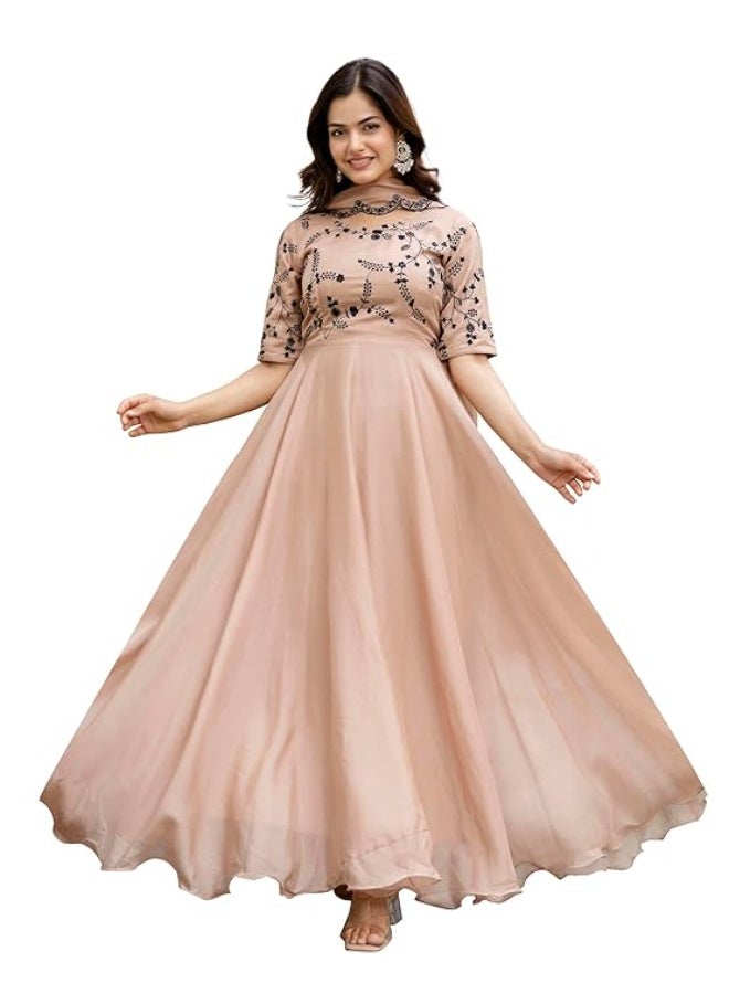 TRENDMALLS Women's Organza Embroidery Anarkali Kurta Pant Salwar Suit Set Kurta Set for Women L - Image 1