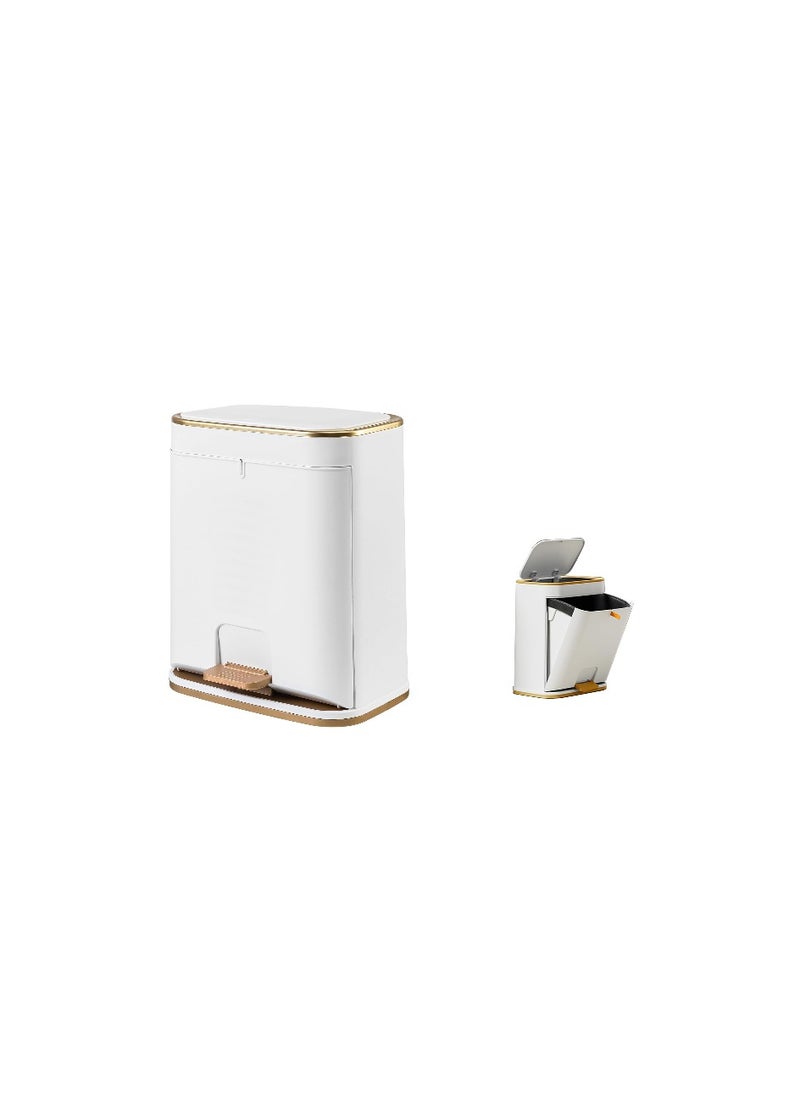 Generic Kitchen Trash Bin 12 L,Trash Can with Lid,Plastic Garbage can with Press top Lid, Gold Step Pedal Trash can,Narrow Trash bin for Kitchen, Bathroom, Bedroom, Living Room, Office, Dog Proof Trash Can  - Image 1