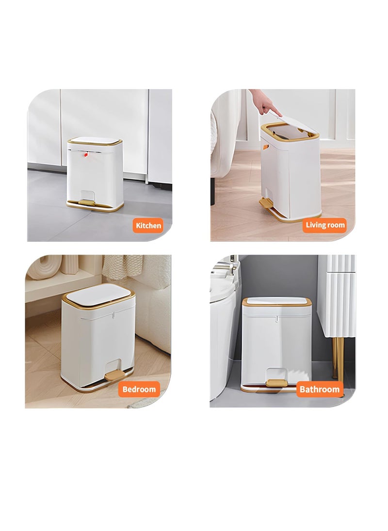 Generic Kitchen Trash Bin 12 L,Trash Can with Lid,Plastic Garbage can with Press top Lid, Gold Step Pedal Trash can,Narrow Trash bin for Kitchen, Bathroom, Bedroom, Living Room, Office, Dog Proof Trash Can  - Image 3