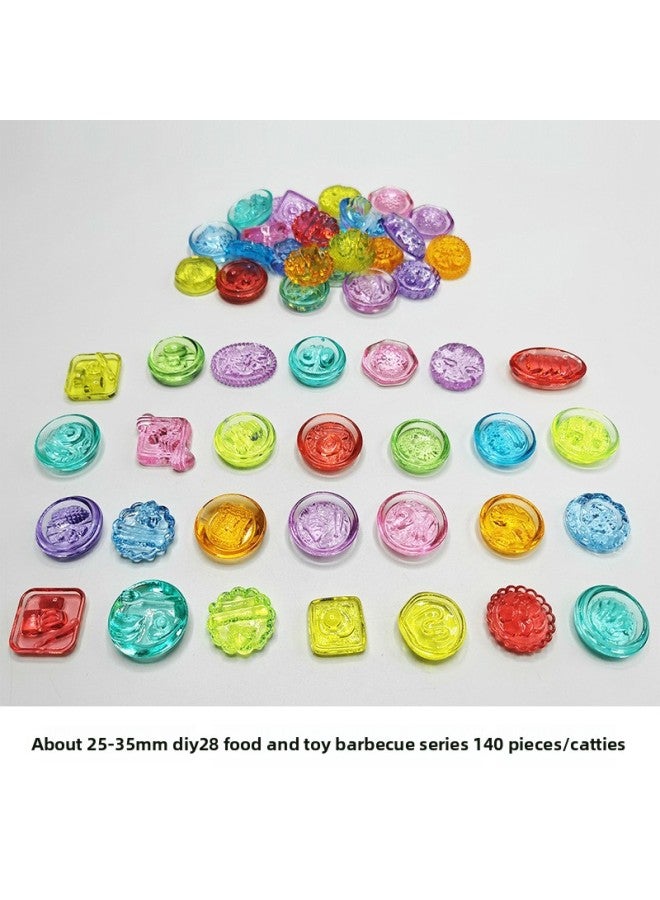 Color Spinning Top Children's Toy Set 3A Acrylic Healthy Durable Material Cartoon Animal Handmade Jewelry-Color:DIY28 Food, Play And Barbecue Series (140/kg) - Image 1