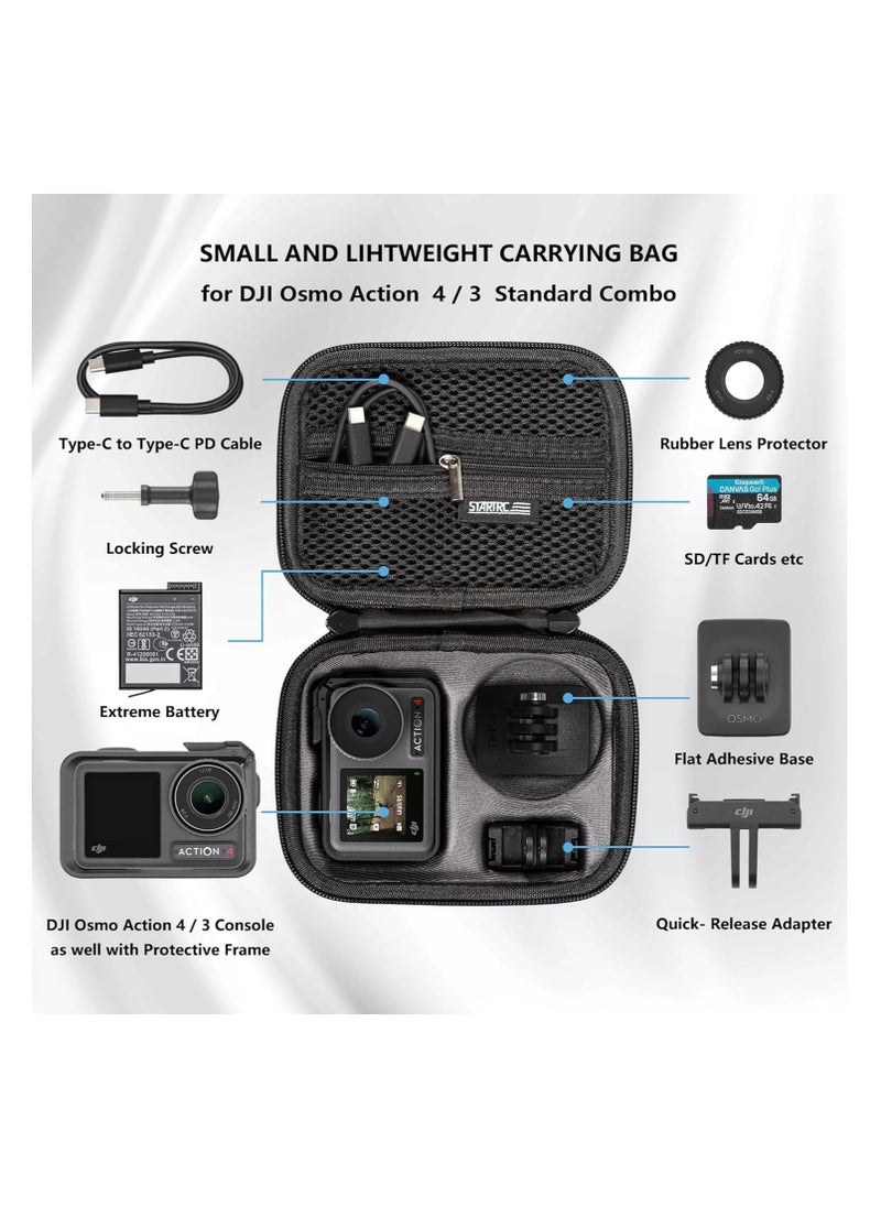 DJI Osmo Action 4 / Action 3 Standard Combo Camera Carrying Case, PU Leather Travel and Storage Bag Compatible with DJI Osmo Action 4 / Action 3 Standard Combo Accessories
