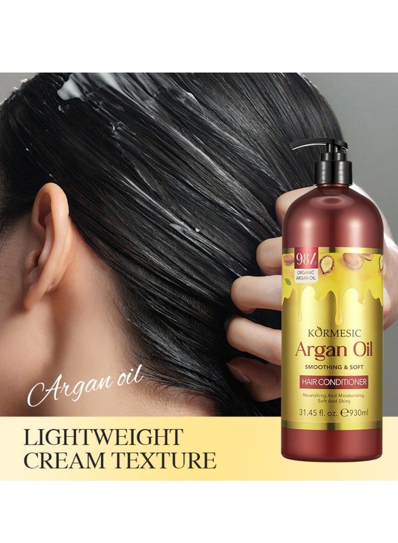 Kormesic بلسم شعر زيت الأركان 930 مل لإصلاح الشعر التالف وتنظيف عميق للبصيلات مغذي مرطب برائحة تدوم ونعومة للشعر - Image 2