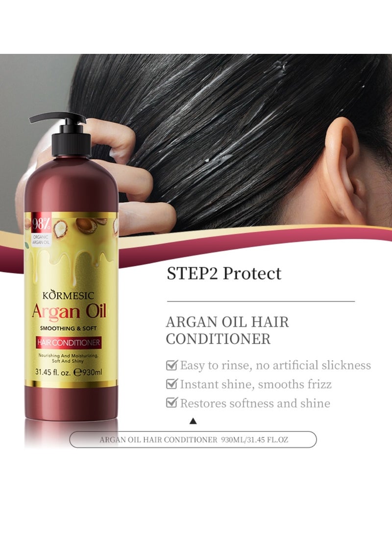 Kormesic بلسم شعر زيت الأركان 930 مل لإصلاح الشعر التالف وتنظيف عميق للبصيلات مغذي مرطب برائحة تدوم ونعومة للشعر - Image 4