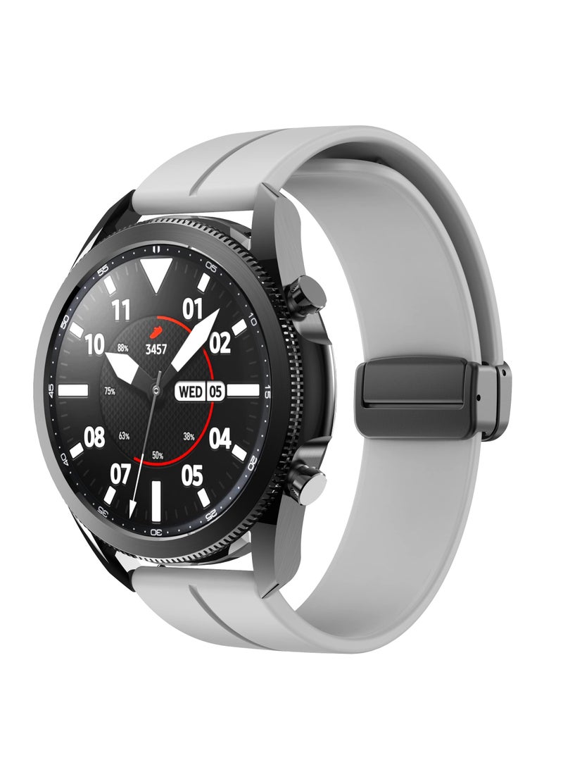 Generic 22MM Straps Compatible with Huawei Watch GT5(46MM)/GT4(46MM)/GT3(46MM)/GT3 Pro(46MM)/GT2(46MM)/GT2e(46MM)/GT/GT Runner,Huawei Watch 4/4 Pro/3/3 Pro,Honor Watch 4 Pro/GS3/Magic Watch 2,Soft Silicone Band With Magnetic Buckle for Men,Women,Light Grey  - Image 1