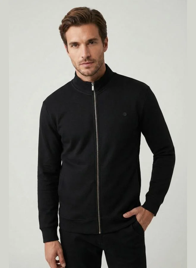 Buratti Cotton Blend Regular Fit Stand-Up Collar Cardigan for Men 5901223