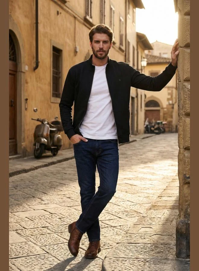 Buratti  Buratti Cotton Blend Regular Fit Stand-Up Collar Cardigan for Men 5901223 for Men | Best Price UAE