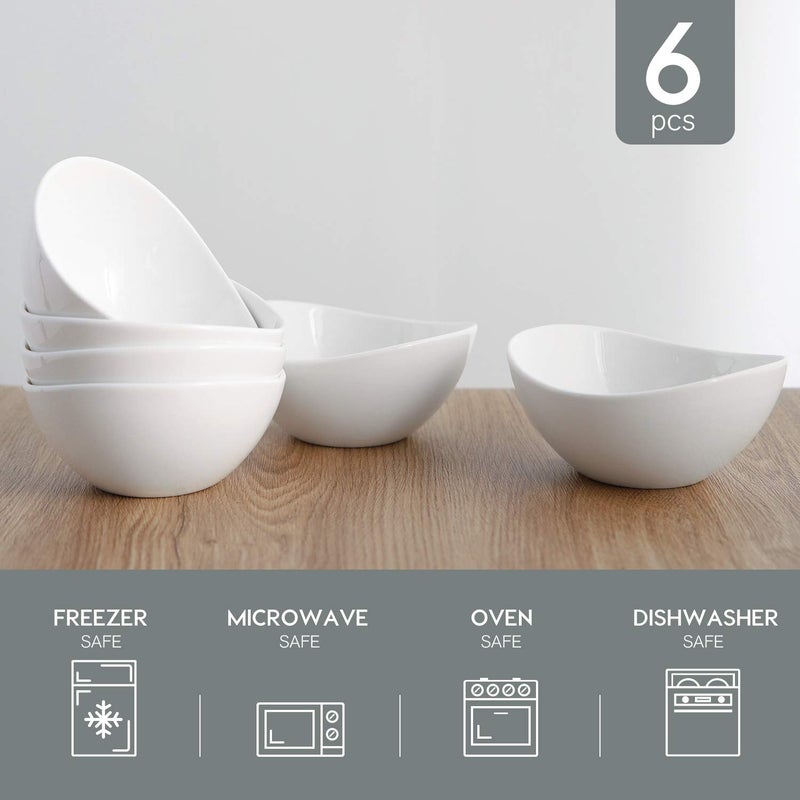 Samsle Porcelain Small Serving Bowls, 10 Ounce Dessert Bowls for Ice Cream Snacks Appetizer Candy Dishes, Dishwasher Safe Durable Ceramic White Bowl for Party, Set of 6 - Image 2