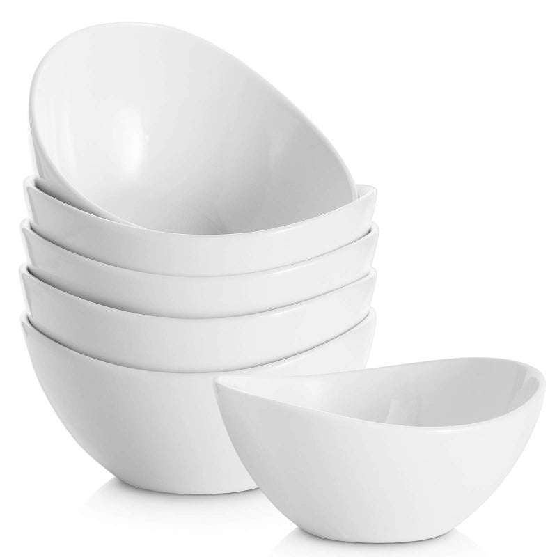 Samsle Porcelain Small Serving Bowls, 10 Ounce Dessert Bowls for Ice Cream Snacks Appetizer Candy Dishes, Dishwasher Safe Durable Ceramic White Bowl for Party, Set of 6 - Image 1