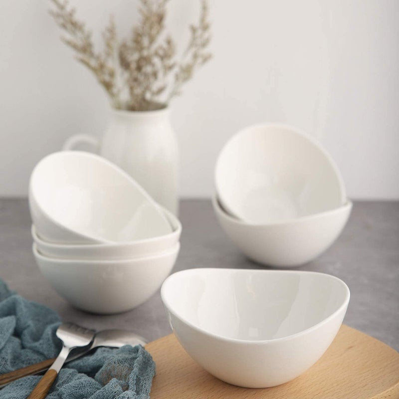 Samsle Porcelain Small Serving Bowls, 10 Ounce Dessert Bowls for Ice Cream Snacks Appetizer Candy Dishes, Dishwasher Safe Durable Ceramic White Bowl for Party, Set of 6 - Image 3