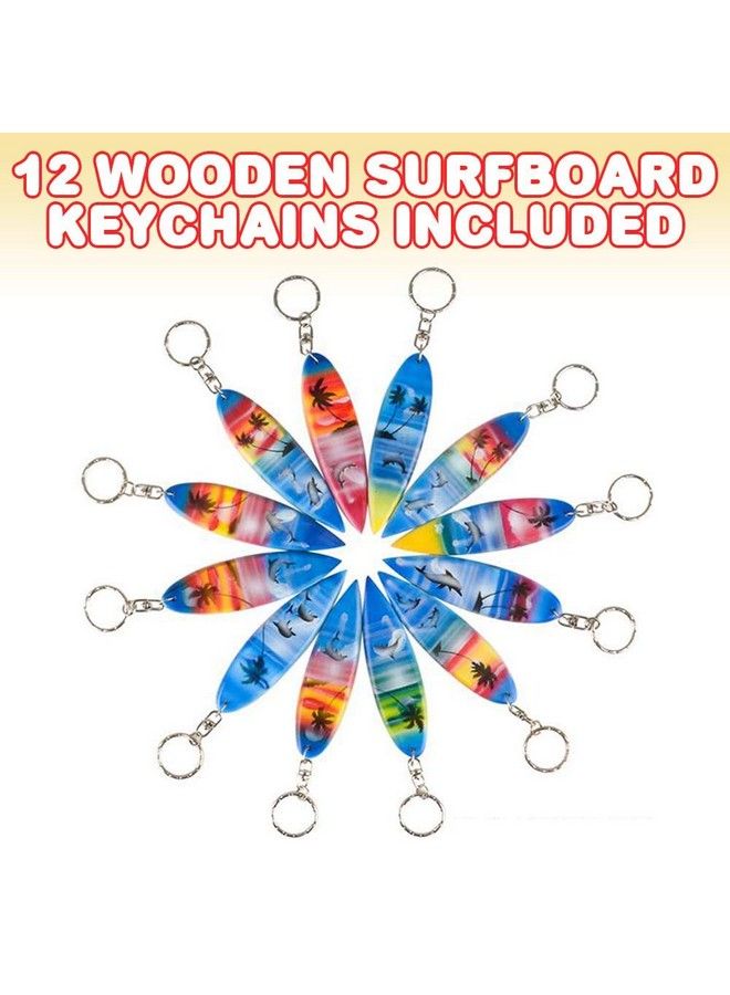 ArtCreativity Wooden Surfboard Keychains Set Of 12 Fun Key Chains For Backpack Purse Luggage Great Giveaways For Birthday Luau Beach And Pool Parties Cool Goodie Bag Fillers For Kids  - Image 3