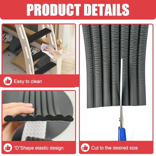 FMOACEN 6.6 FT Black Bunk Bed Ladder Pads PVC Soft Corner Protectors with Strong Adhesive, Stair Steps Cover for Foot Comfort - Image 4