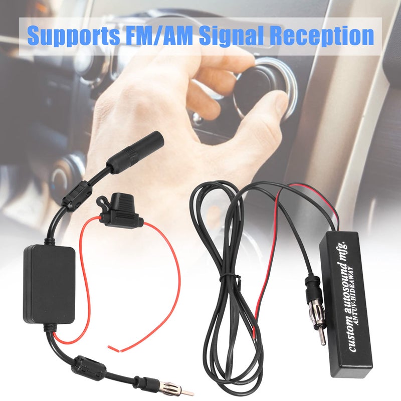 KSaAuto 12V Car Antenna Booster Stereo FM AM Radio Signal Amplifier Amp for Car Vehicle Truck SUV Boat Marine UTV RV Accessories FM Amplifier Audio Radio Stereo Media Head Unit Receiver Hidden Antenna - Image 4