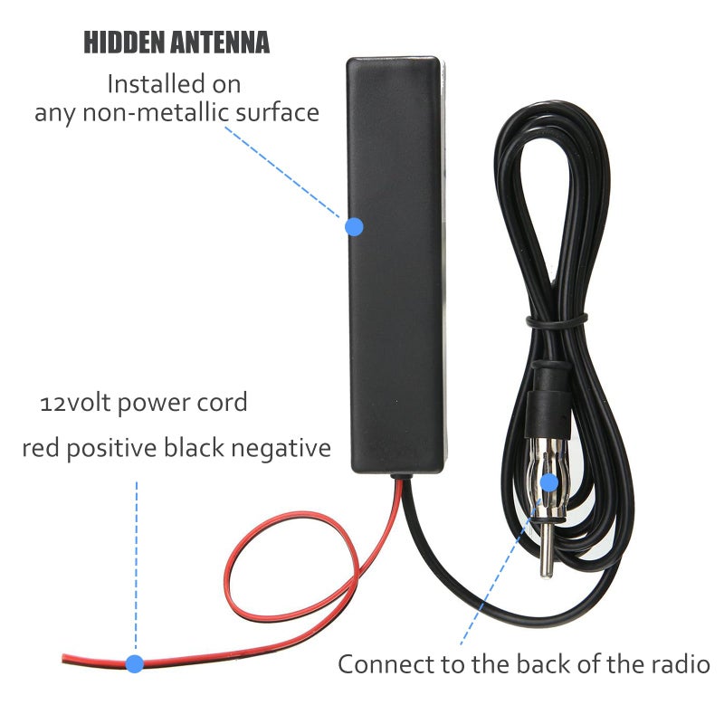KSaAuto 12V Car Antenna Booster Stereo FM AM Radio Signal Amplifier Amp for Car Vehicle Truck SUV Boat Marine UTV RV Accessories FM Amplifier Audio Radio Stereo Media Head Unit Receiver Hidden Antenna - Image 3