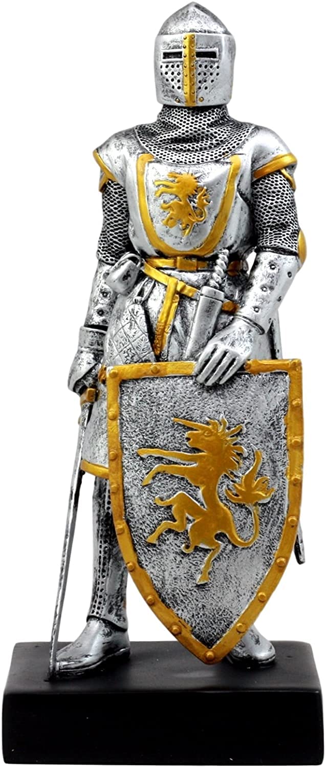 Ebros Gift Ebros Coat of Arms Medieval English Swordsman Knight of Heraldry with Large Crest Shield Figurine 875 Tall Suit of Armor Statue Decor - Image 1