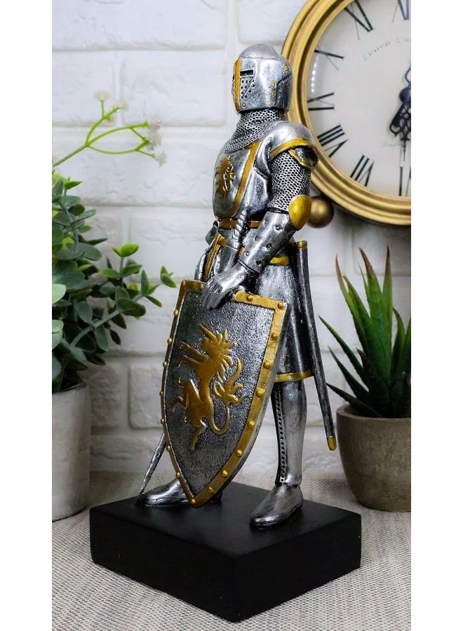 Ebros Gift Ebros Coat of Arms Medieval English Swordsman Knight of Heraldry with Large Crest Shield Figurine 875 Tall Suit of Armor Statue Decor - Image 2