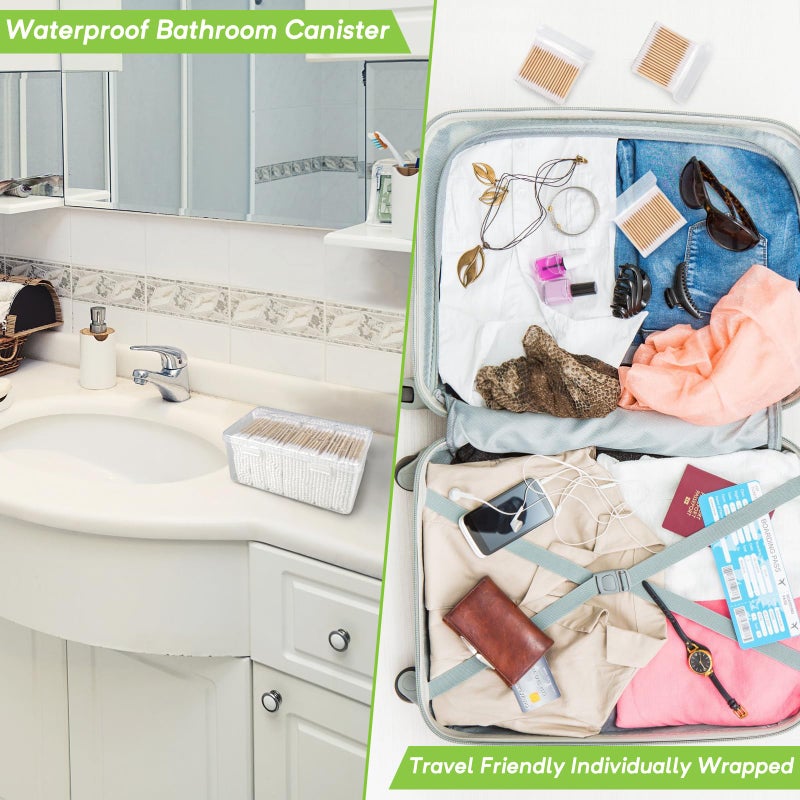 Eyxformula 1000 Count Organic Cotton Swabs, FSC Certified, Biodegradable, Double-Tips - Stronger Bamboo Sticks & Extra Cotton Buds for Ear Cleaning, Makeup, Beauty, Personal Hygiene, First Aid, Crafts - Image 3