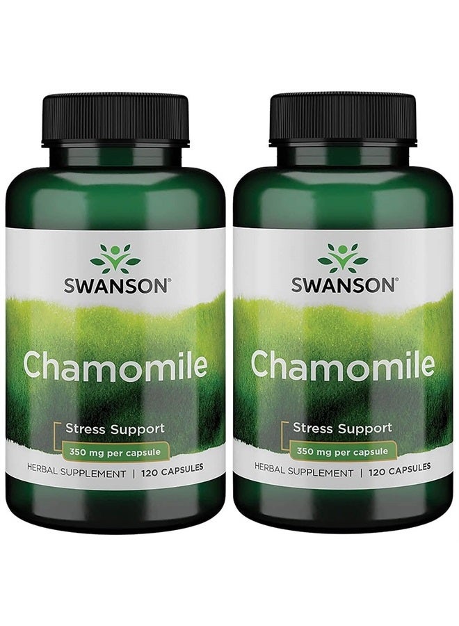 SWANSON Chamomile Stress Support - Made with German Chamomile Flower - Herbal Supplement to Promote Stress, Relaxation and Sleep Support - Helps Easy Body and Mind - (120 Capsules, 2 Pack) - Image 1