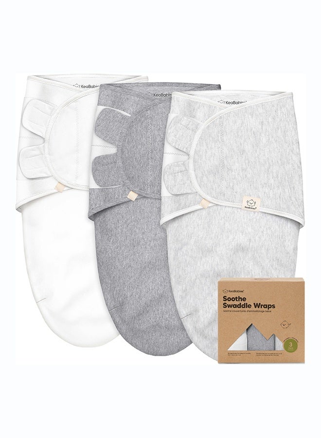 KeaBabies Soothe Swaddle Wraps 3 Pack, Newborn Swaddle Blanket, Cloud - Image 1