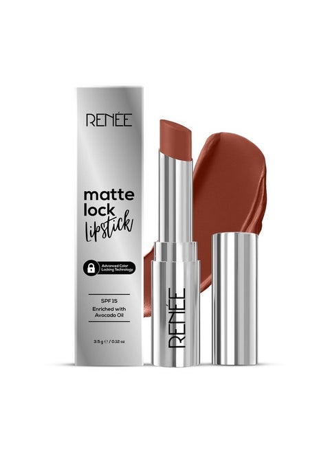 Matte Lock Lipstick - Soul, Moisturizing, Long Lasting & Weightless Formula, Intense Color Pay Off With Ultra-Matte Finish, Enriched With Avocado Oil, Vitamin E, D & Beta-Carotene, 3.5 Gm