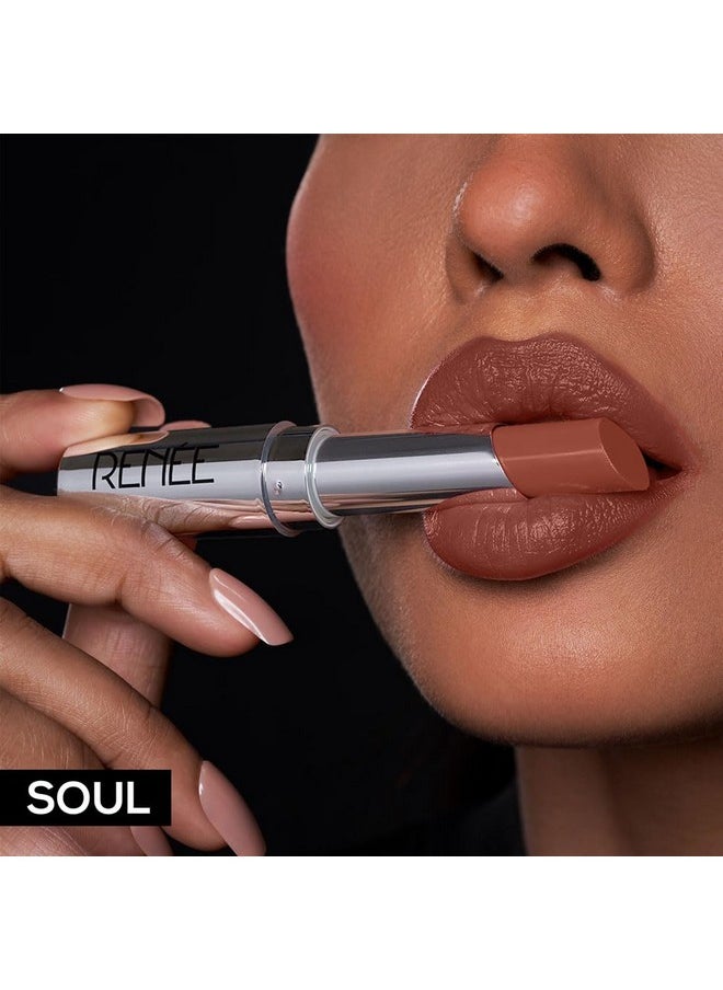 Matte Lock Lipstick - Soul, Moisturizing, Long Lasting & Weightless Formula, Intense Color Pay Off With Ultra-Matte Finish, Enriched With Avocado Oil, Vitamin E, D & Beta-Carotene, 3.5 Gm