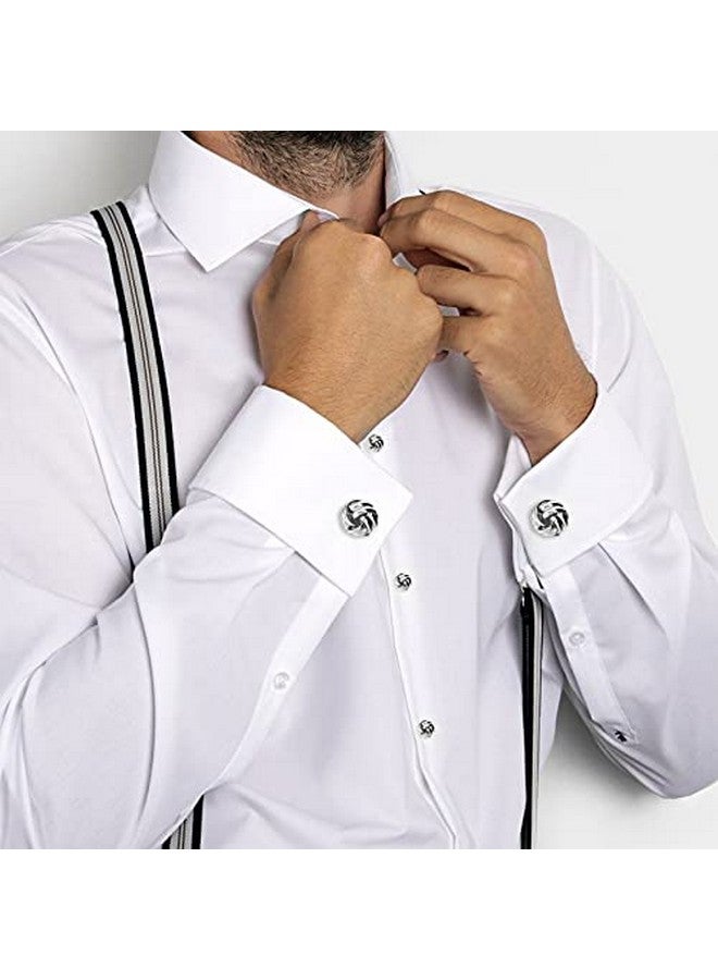 HAWSON Personalize Flower Knot Man Shirt Tuxedo 6 Studs And 2 Cufflinks Set Silver - Image 3