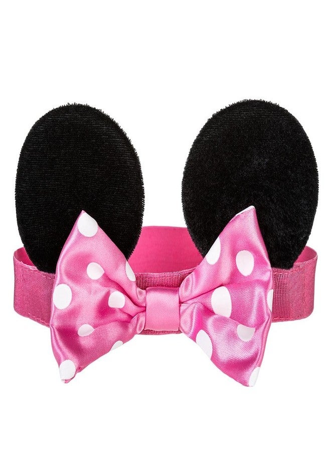 Disney Store Official Minnie Mouse Ears Headband for Baby - Plush Ears with Pink Polka Dot Satin Bow, Comfy Pink Elastic Band - Disney Hair Accessories for Babies, Perfect for Little Ones - Image 1