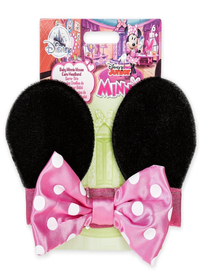 Disney Store Official Minnie Mouse Ears Headband for Baby - Plush Ears with Pink Polka Dot Satin Bow, Comfy Pink Elastic Band - Disney Hair Accessories for Babies, Perfect for Little Ones - Image 4