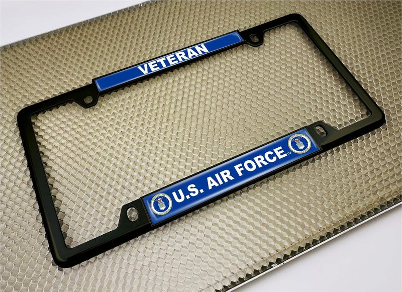 BestLicensePlateFrames U.S. Air Force Veteran Domed Custom-Made Metal License Plate Frame - Black - Image 3