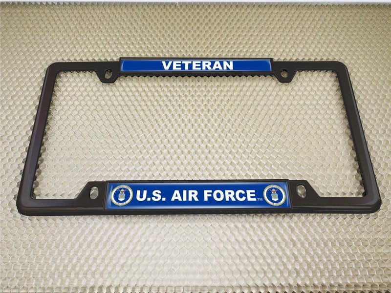 BestLicensePlateFrames U.S. Air Force Veteran Domed Custom-Made Metal License Plate Frame - Black - Image 4