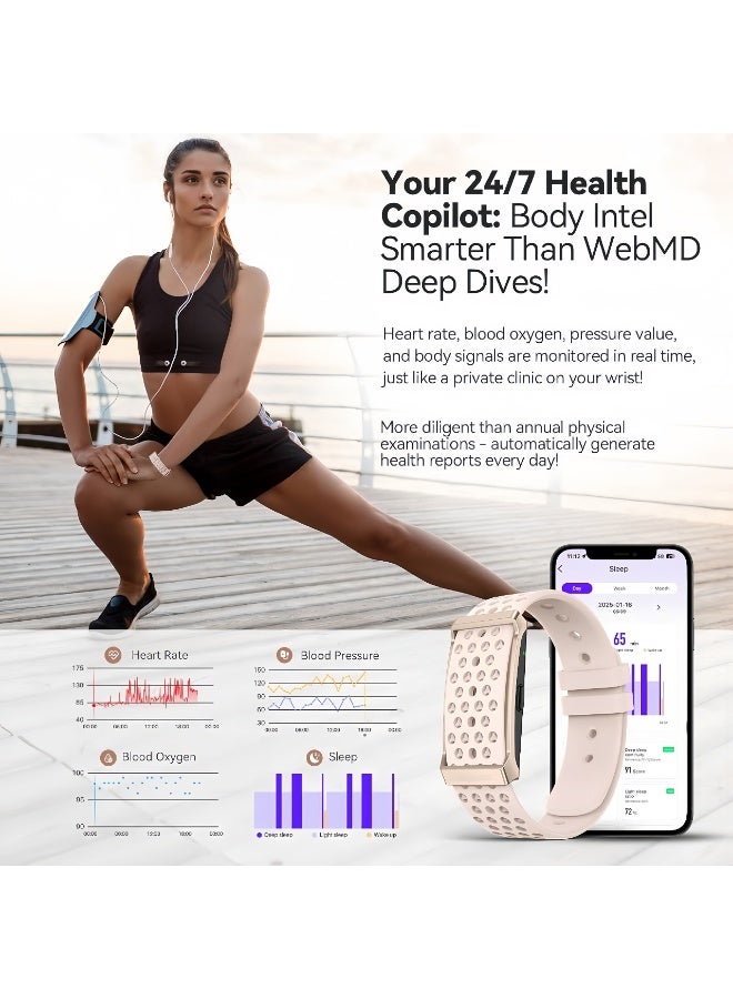 LBMT سوار ذكي،قطعتان من أساور الساعات، سوار صحي ذكي يمكن ارتداؤه لتتبع النشاط واللياقة البدنية مع مراقبة رياضية متعددة تلقائيًا مع عداد الخطوات/النوم/الإجهاد/السعرات الحرارية لنظامي التشغيل Android/iOS، تطبيق مجاني (وردي) - Image 2