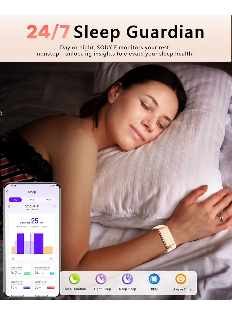 LBMT سوار ذكي،قطعتان من أساور الساعات، سوار صحي ذكي يمكن ارتداؤه لتتبع النشاط واللياقة البدنية مع مراقبة رياضية متعددة تلقائيًا مع عداد الخطوات/النوم/الإجهاد/السعرات الحرارية لنظامي التشغيل Android/iOS، تطبيق مجاني (وردي) - Image 3